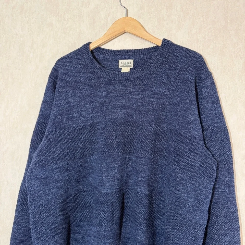L.L. Bean Men’s Crewneck Pullover Sweater Cotton Longsleeve Classic in Blue XXL